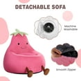 thumbnail image 2 of edx Bean Bag Chair for Kids, Soft Faux Rabbit Fur Fabric, Removable Washable Cover, Eggplant Lazy Chair for Bedroom Living Room, 24 Inch, Rose Red, 2 of 7