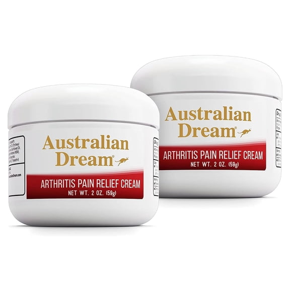 Australian Dream Arthritis Pain Relief Cream - Soothing & Non-Greasy - Powerful Topical Arthritis Pain Relief - Good for Muscle Aches or Joints - 2 oz Jars (2 Pack)
