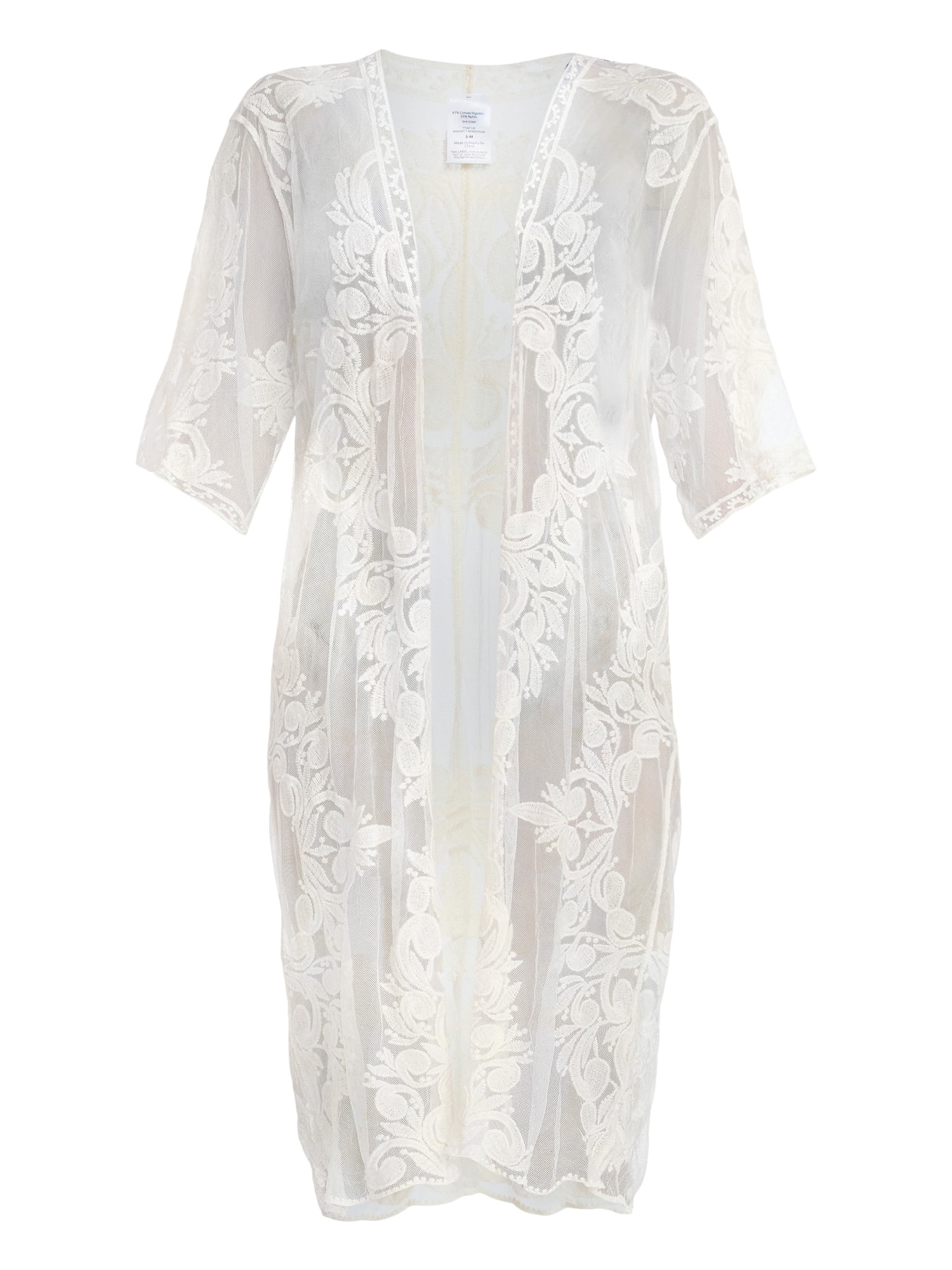 Time and Tru Women's Lace Coverup, Sizes S/M, Ivory