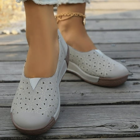 

Xysaqa Flats for Women Slip on Flats Shoes Women Summer Large Size Baotou Hollow Flower Casual Comfortable Slip-on Foot Set Mom Cool Single Shoes Business Casual Shoes Women on Clearance