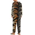 thumbnail image 6 of Tiger Stripes Furry Seamless Texture Unisex Adult Onesie Pajamas with Pockets for Women Men Hooded Loungewear, 6 of 8