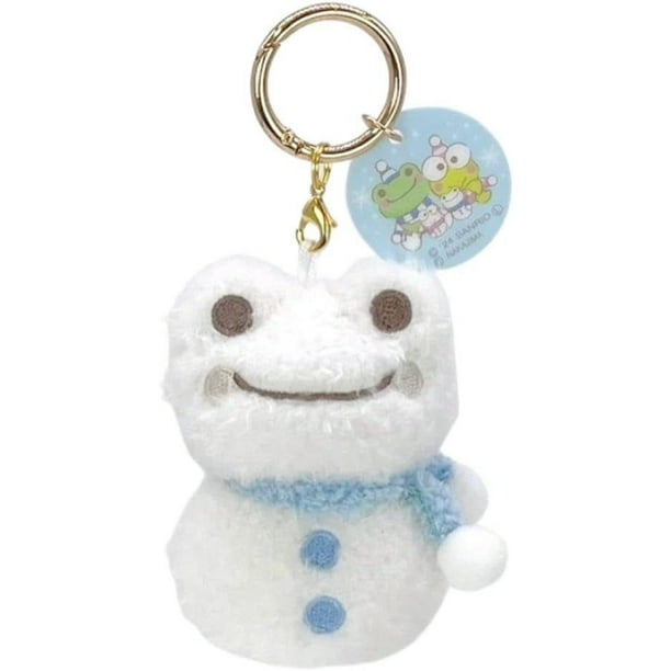 Sanrio Kerokeroppi x Frog Pickles Snowman Carabiner Mascot Keychain Plush H9 x W6 x D4.5 cm