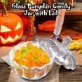 thumbnail image 5 of Halloween Pumpkin Glass Candy Jar - Clear, with Lid, Smooth Edges, for Candies/Cookies/Trinkets, Table Centerpiece, Durable, Party Decor, 5 of 5