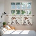 thumbnail image 4 of Coffee Gnomes Tier Curtains, Brown Buffalo Plaid Check Farmhouse Light Filtering Kitchen Curtains, 2Pcs Rod Pocket Half Window Treatments Panels for Sink Cafe Cabinet Camper 27.5x24 Inches, 4 of 9