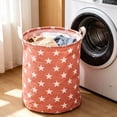 thumbnail image 6 of Collapsible Star-Print Linen Cotton Laundry Hamper with Handles, Extra Large Washable Fabric Storage Bin for Clothes, Toys & Blankets, 6 of 9
