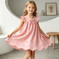 thumbnail image 7 of Ulanda Girls Sleeveless Bowknot Dress Scalloped Hem Casual Dresses 2026 Fashion Summer Twirl Dress for Toddler Kids (Pink, 2-3 Years), 7 of 7