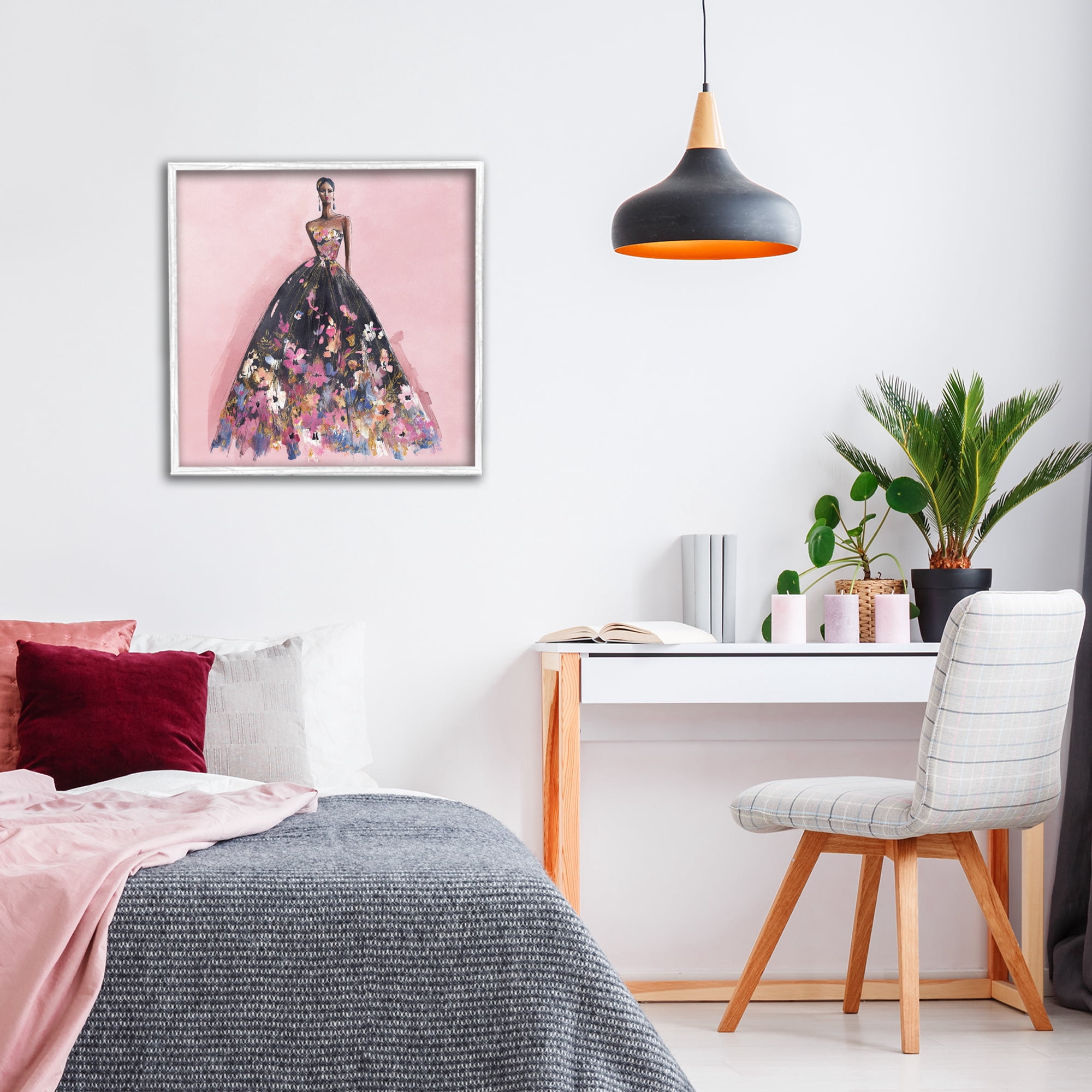 Stupell Industries Floral Reverie Gown White Framed Giclee Art, design by Svetlana Aleynikova
