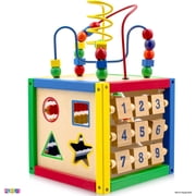 Activity Cube With Bead Maze - 5 in 1 Baby Activity Cube Includes Shape Sorter, Abacus Counting Beads, Counting Numbers, Sliding Shapes, Removable Bead Maze - My First Baby Toys Play22USA