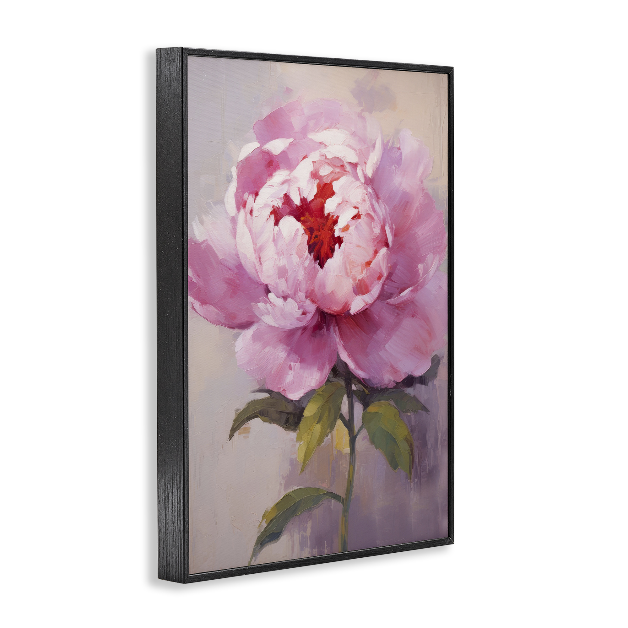 Stupell Industries Blush Pink Peony Botanical & Floral Painting Black Framed Art Print Wall Art, 12 x 18