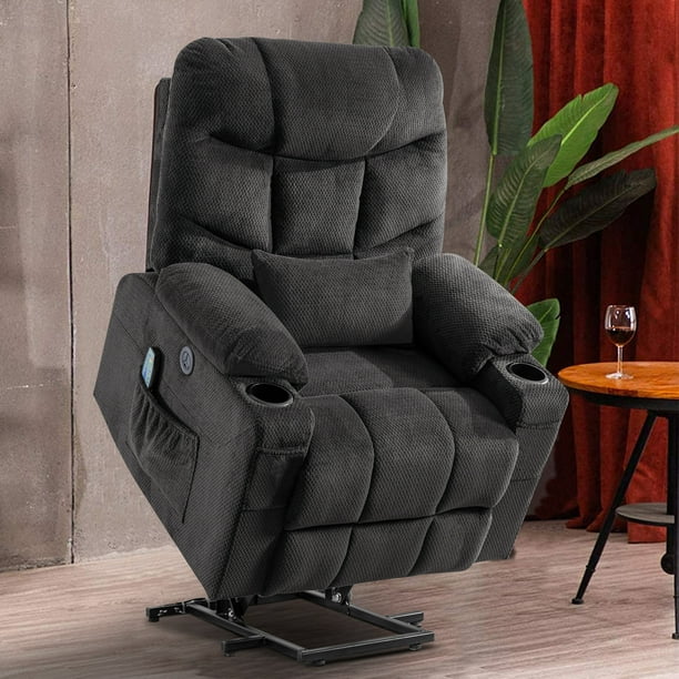 Power Lift Recliner Chairs Velvet Electric Vibration Massage Heat