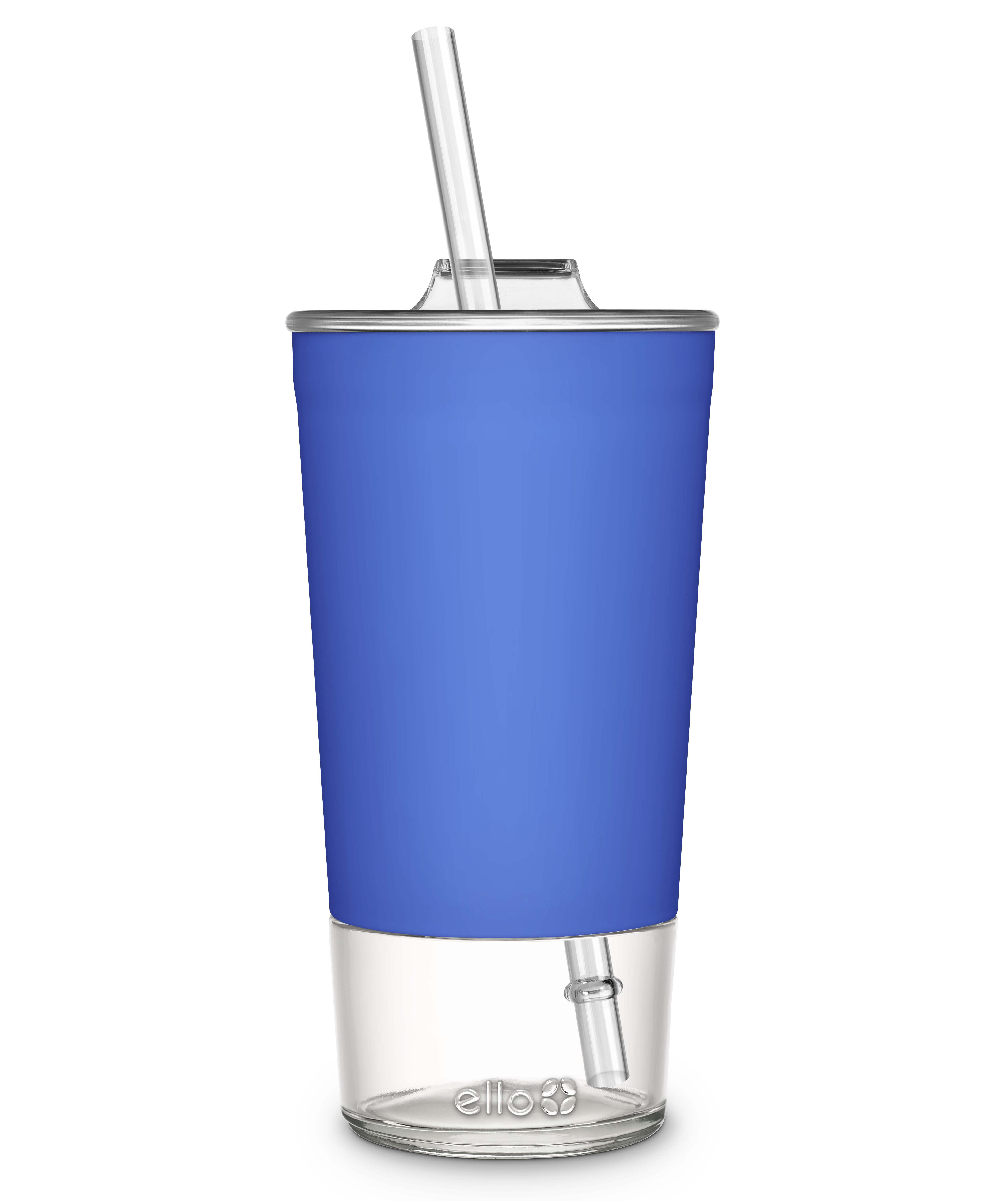 Tidal Glass Tumbler with Straw, Denim, 20 oz