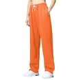 thumbnail image 4 of TRUBKH Baggy Sweatpants Drawstring Pants Women Winter Pants Leggings for Women Athletic Leggings Fleece Joggers for Women Thermal Leggings for Women Orange S, 4 of 9