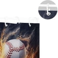 thumbnail image 5 of Coolnut Shower Curtain Fire Baseball Bathroom Decor Watercolor Shower Curtain Sets Fabric Cloth Bathroom Curtains with Hooks 60x72 Inch, 5 of 6