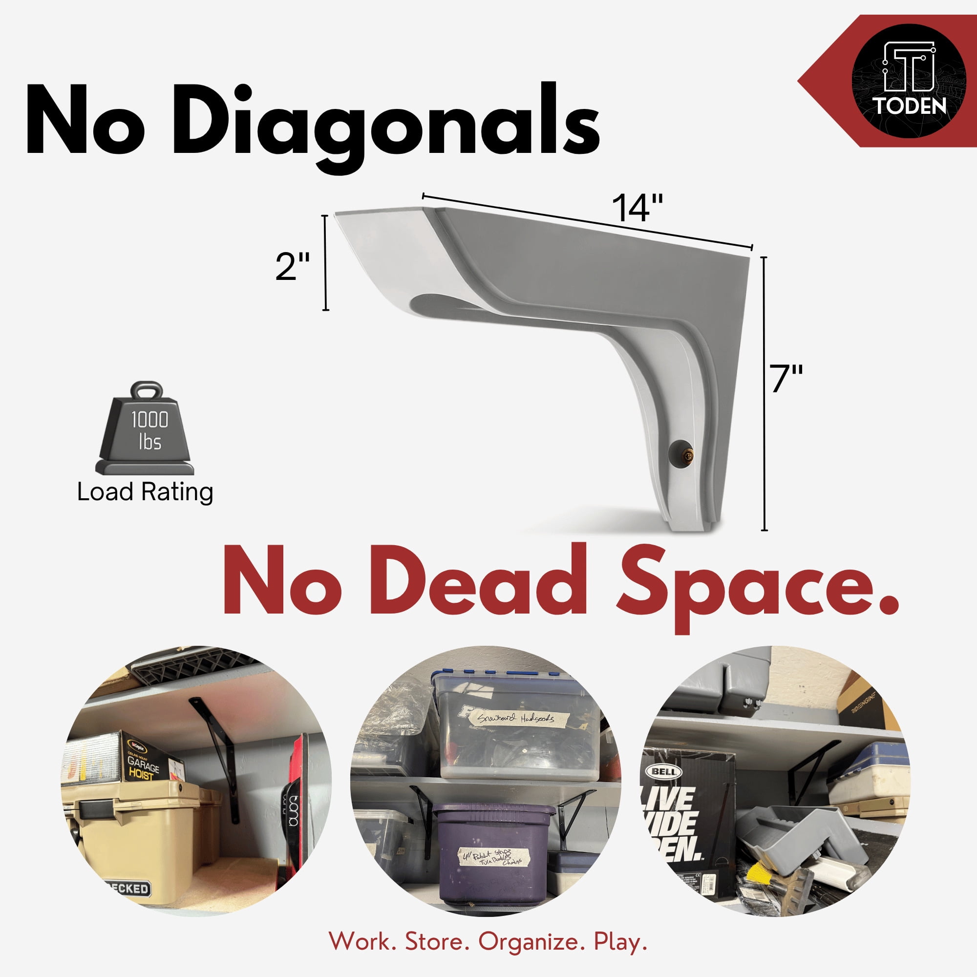 Wall Mounted Shelving Bracket - 14"D x 7"H
