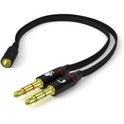 epacks Headphone Splitter for Computer 3.5mm Female to 2 Dual 3.5mm Male Headphone Mic Audio Y Splitter Cable Smartphone Headset to PC Adapter
