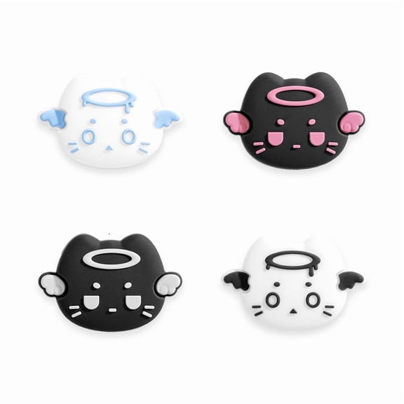 Geekshare Thumb Grip Caps for Switch 2, Cute Silicone Joystick Covers, 4PCS - Angel Devil Kitten