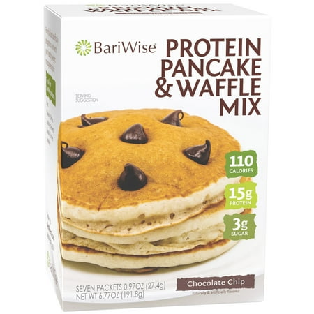 BariWise Protein Pancake & Waffle Mix, Chocolate Chip, 7 Packets, (23 g) Each