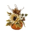 thumbnail image 3 of CoreLiving Artificial Pumpkins Large 9.8 Inch Fake Pumpkin Decor, Fall Harvest Thanksgiving Tables Centerpieces with Sunflower Maple Leaf Berries Decorations, 3 of 8