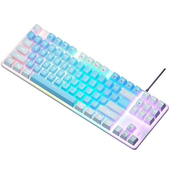 FOR 1PCS 87 Key Mechanical Keyboard Green Axis Gaming Keyboard Wired Color Backlit Keyboard FOR 1PCS PC Laptop Office Game