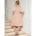thumbnail image 2 of Champagne Plus Size V-Neck Sequin Lace Chiffon Butterfly Sleeve Ruffle Hem Evening Dress For Formal Occasions, 2 of 8