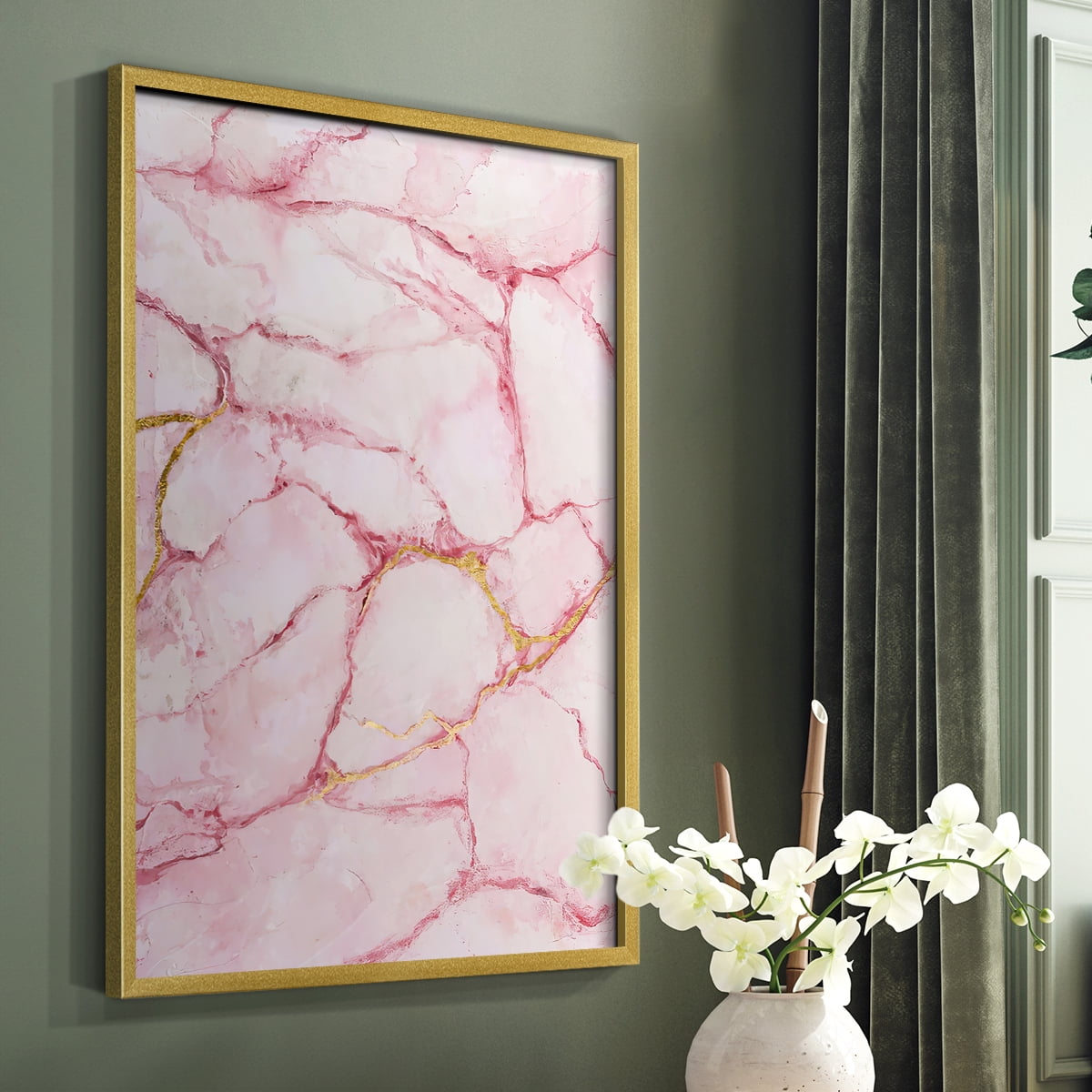 Rose Marble I in Gold Solid Wood 16 x 20 Framed Print