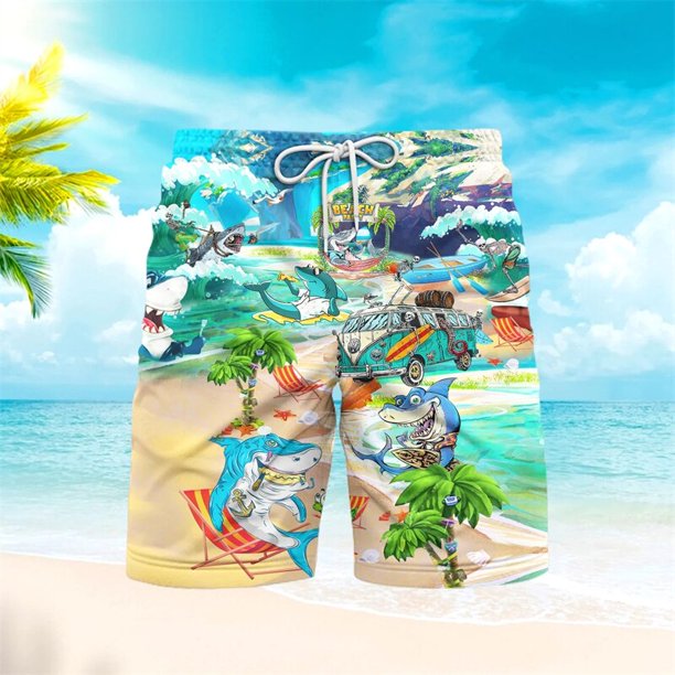 Pantalones cortos de playa con estampado 3D para hombre, ropa informal de animales, tiburón, ballena, Mar submarino, Harajuku, para correr Fivean unisex