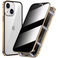 thumbnail image 1 of KOMI Magnetic Privacy Case for iPhone 16 Plus, Anti peep Magnetic Adsorption Double Side Tempered Glass Full Body Case Privacy Screen Protector Metal Titanium Frame Clear Back Phone Case Cover Gold, 1 of 4