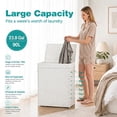 thumbnail image 5 of LEDREM Foldable Laundry Hamper with Removable Liner & Lid – 23.8 Gallon (90L) Synthetic Rattan Basket, Handles, Space-Saving for Bedroom，Bathroom, Machine-Washable, Cloud White, 5 of 9