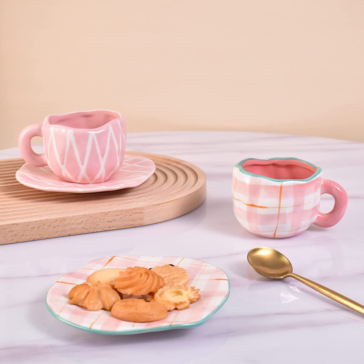 Kawaii Ceramic Tea Cup Nordic Funny Reusable Espresso Coffee Cup Girls Cute Vaso  Termico Cafe Para Llevar Porcelain Tea Set - AliExpress