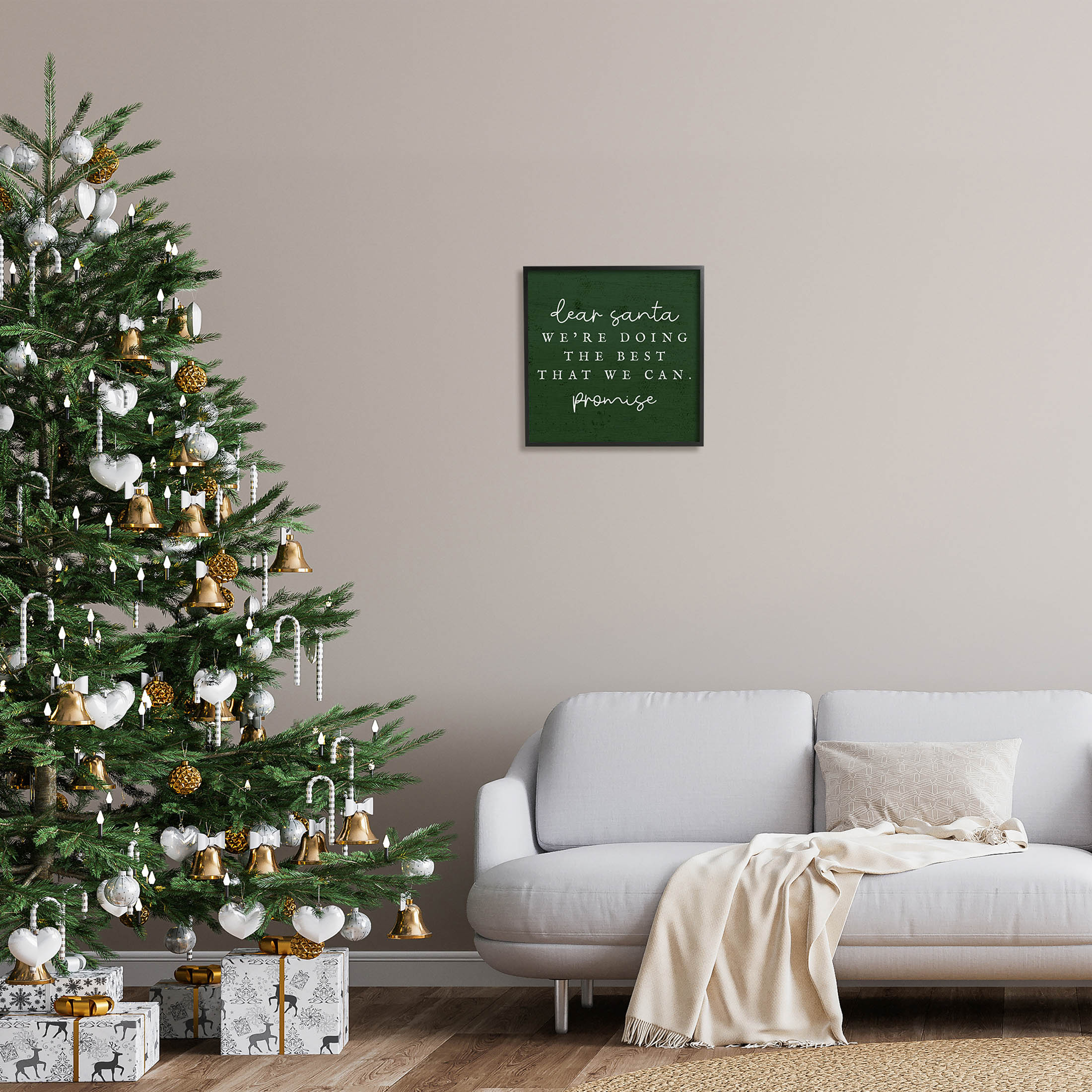 Dear Santa Best We Can Phrase Holiday Graphic Art Black Framed Art Print Wall Art