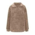 thumbnail image 4 of Fnooota Fleece Sweatshirt for Women, Half Zip Loose Pullover Warm Fall Winter Tops Khaki Size S-2XL, 4 of 9