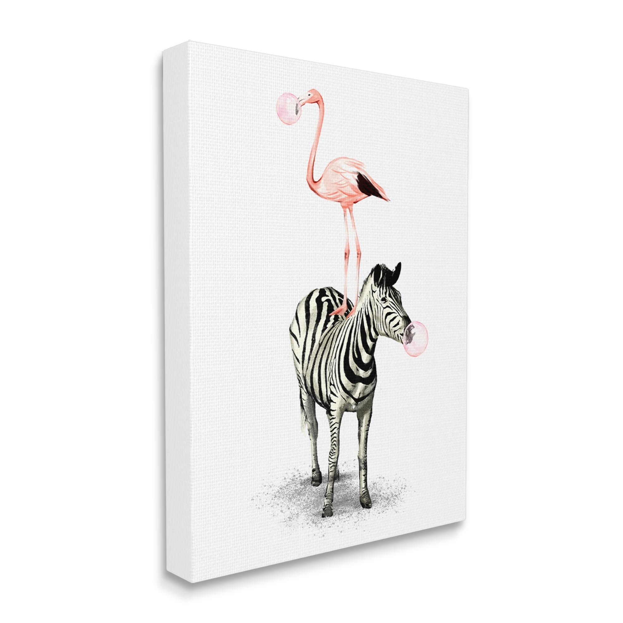 Stupell Industries Zebra Flamingo Safari Animal Stack Pink Bubble Gum, 16 x 20, Design by Ziwei Li