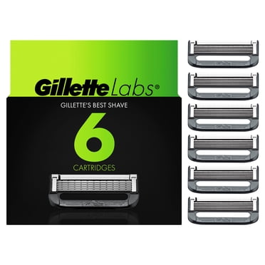 Gillette Labs Men's Razor Blade Refills with Exfoliating Bar, 6 Refills