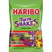 HARIBO Twin Snakes Sweet & Sour Gummi Candies, Pack of 1 8oz Peg Bag