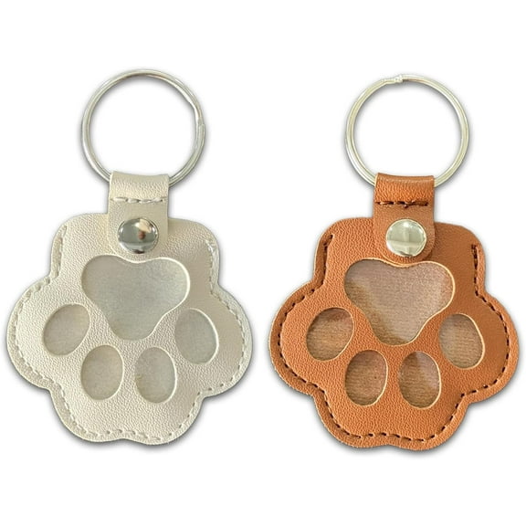 Duuclume Pet Hair Keepsake Bag Keychain, 2 Pcs Pet Nail Storage Pouch Fur Memorial Keyring for Pet Commemorative(Tan and White)