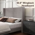 thumbnail image 5 of Papajet Queen Size Upholstered Platform Bed Frame, Wingback Bed with 50.8" Headboard, Corduroy Taupe, 5 of 7
