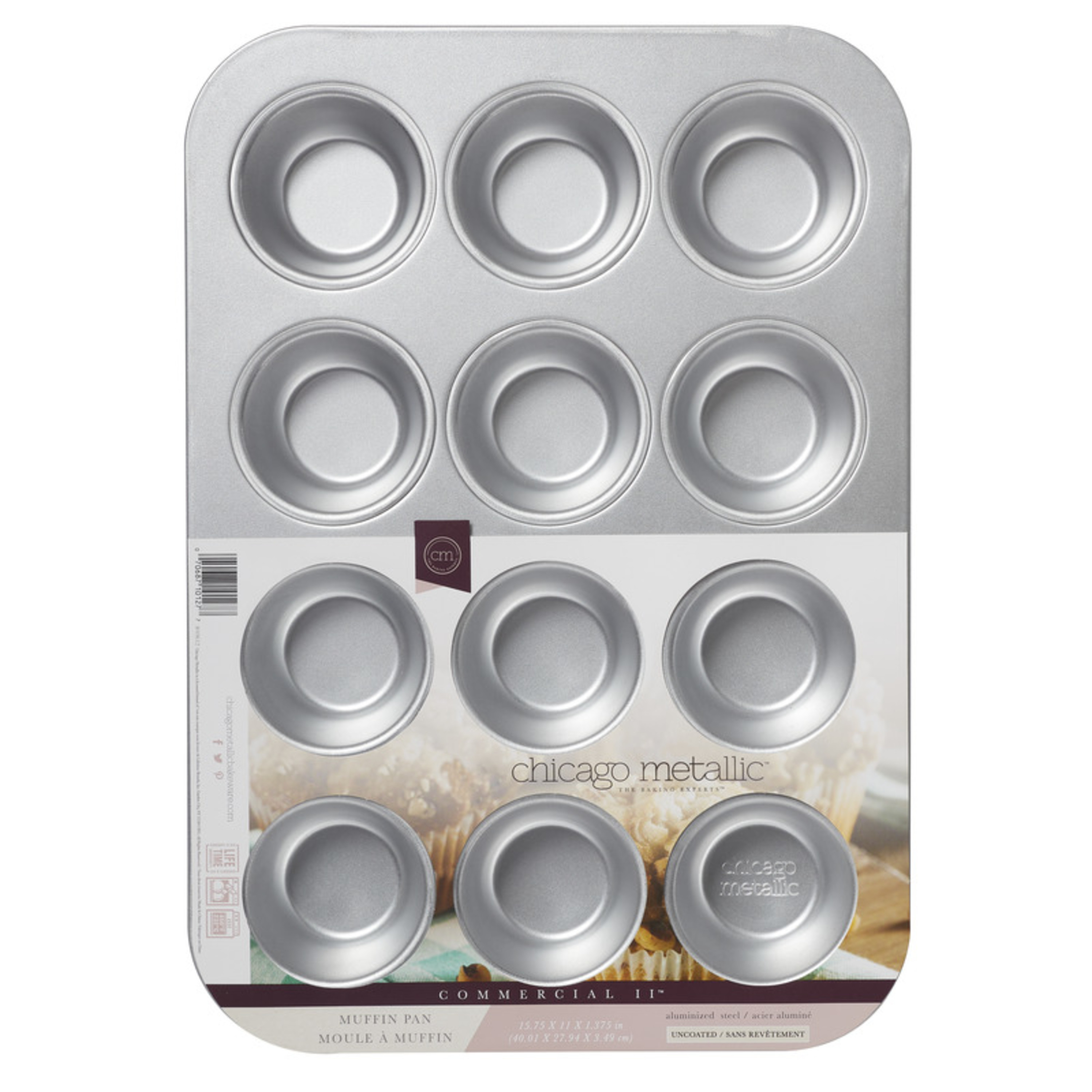 Chicago Metallic Commercial II Uncoated 12-Cup Muffin Pan