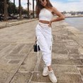 thumbnail image 3 of Bigersell Women's High Waist Pants Full Length Pants Women Fashion Joggers Loose Streetwear High Waist Cargo Pants Trousers Oversized Pants for Ladies, 3 of 5