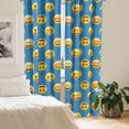 thumbnail image 2 of Ambesonne Emoji Curtains, Funny Faces Happy Surprised, Pair of 28"x63", Sea Blue and Yellow, 2 of 5