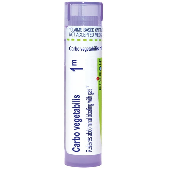 Boiron Carbo Vegetabilis 1M, Homeopathic Medicine for Abdominal Bloating With Gas, 80 Pellets