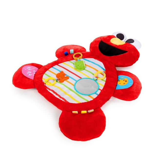 Starts Sesame Street Tummy Time Elmo Prop Mat with 3 Detachable Newborn Toys and Multiple Textures and Flaps for Baby Gyms and Playmats