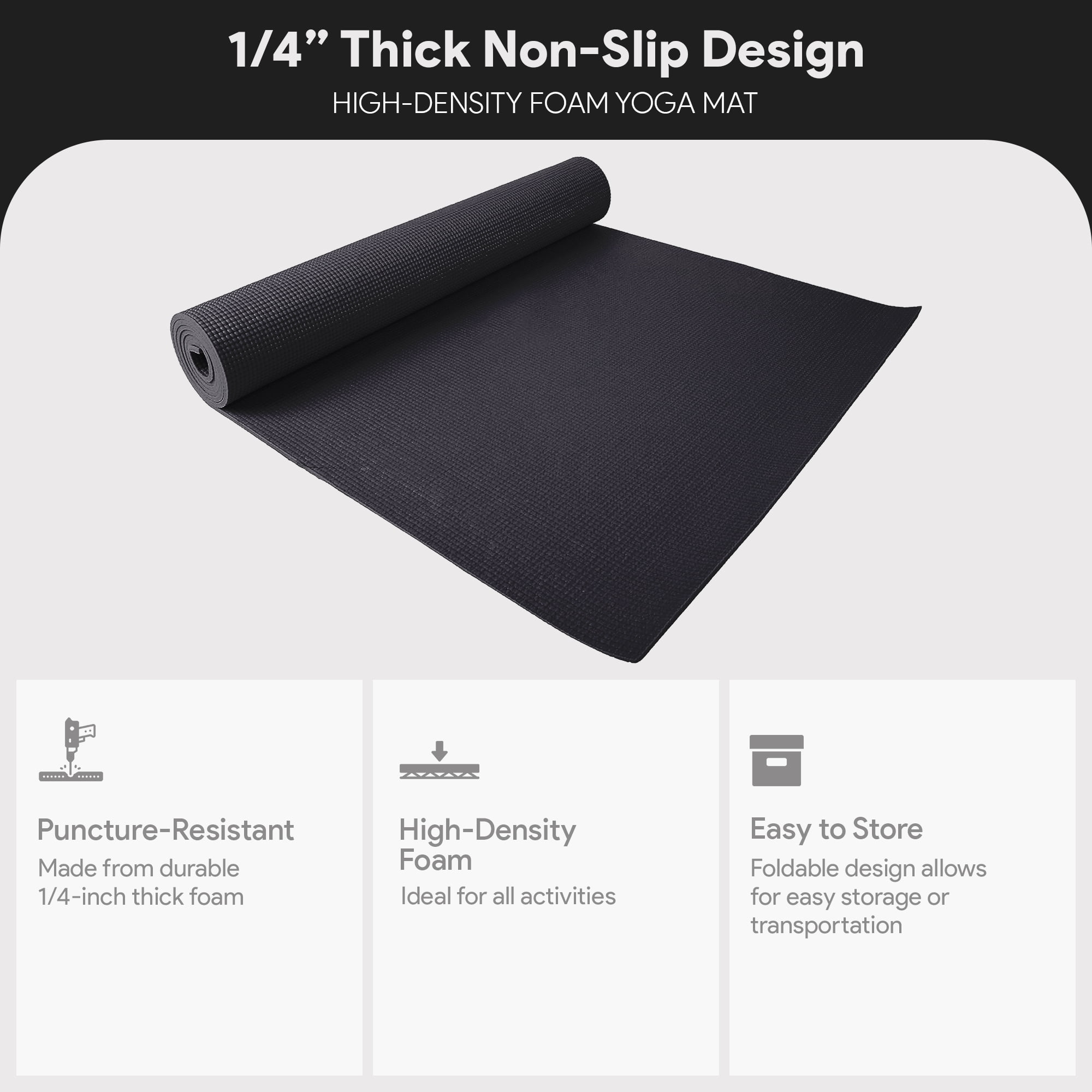 BalanceFrom Balance from 1/4 In. All Purpose High Density Non-Slip Yoga Mat with Carrying Strap