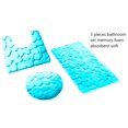 thumbnail image 2 of Memory Foam Bathroom Rugs Set Cobblestone Embossed Ultrasoft Non Slip Absorbent 3 pieces RB Aqua Color, 2 of 4