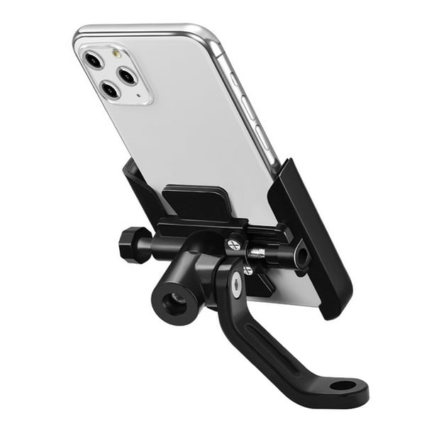 Soporte para teléfono Soporte para teléfono de motocicleta Soporte giratorio para teléfono móvil de aleación de aluminio, Negro, Espejo Methold EL001665-04B