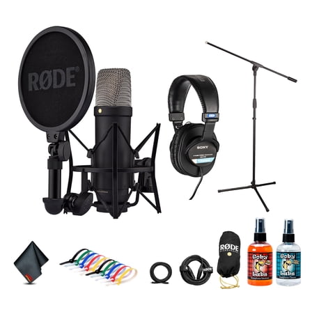 RODE NT1 5th Gen Cardioid Condenser Microphone (Black), XLR/USB Hybrid | Studio Recording   Headphones   Floor Stand   More
