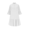 thumbnail image 3 of UPPADA Women's Summer Button Down Shirt Dress Casual Ruffle Sleeve Shift Mini Dresses with Pockets Drop Waist Tunic Shirt Dress White,S, 3 of 6