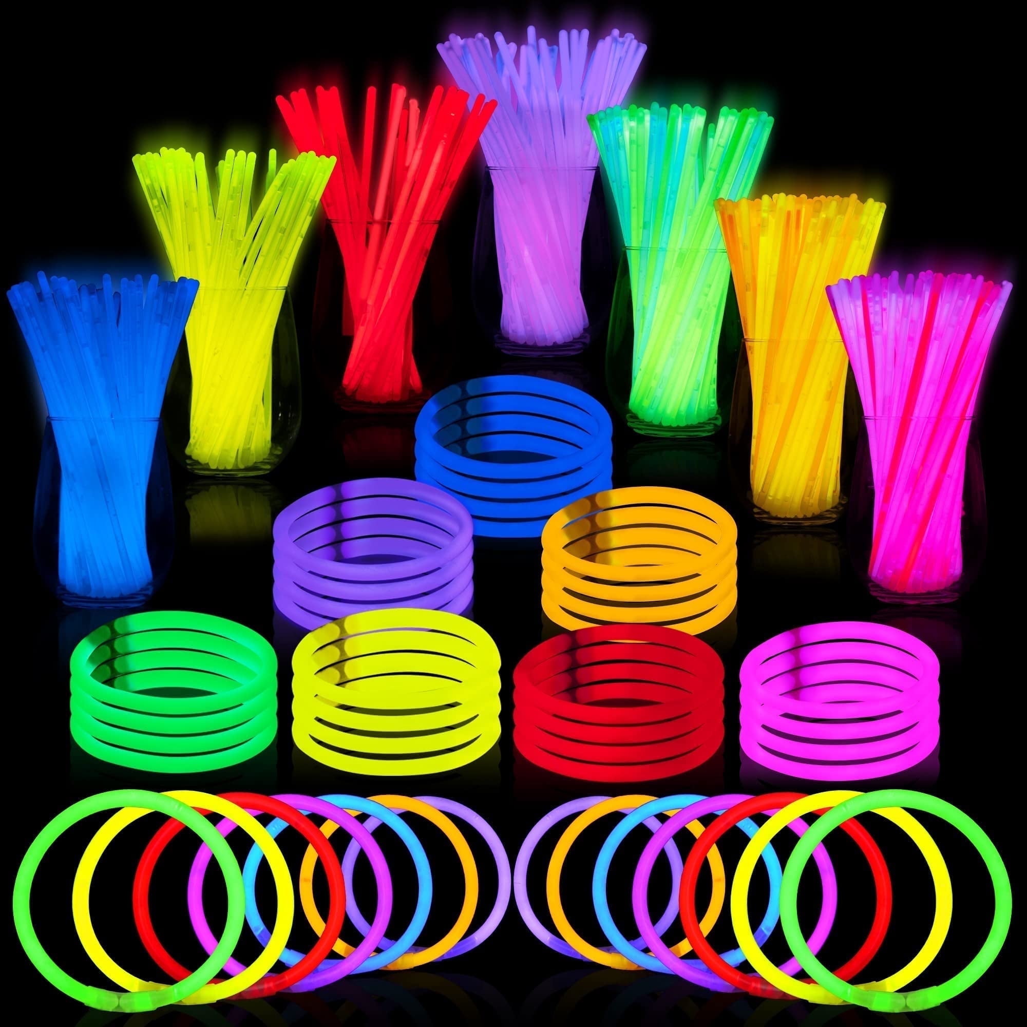 Joyfy Glow Sticks Set Party Favors, Neon Colors, 144 Count