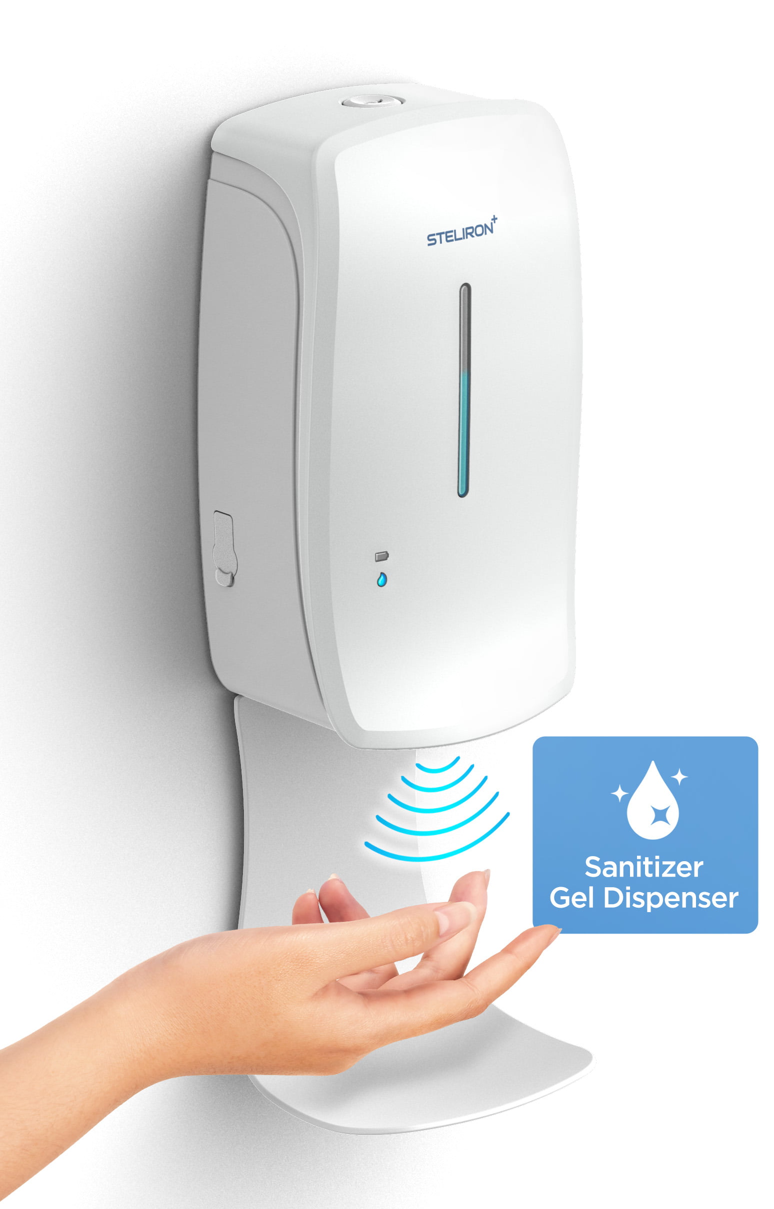 HealthSense Automatic Hand Sanitizer Dispenser Wall Mounted, 34oz