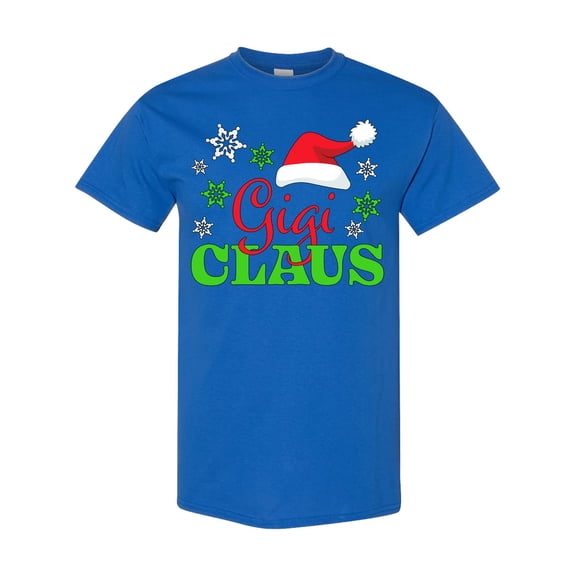 Inktastic Gigi Claus with Christmas Santa Hat and Snowflakes T-Shirt