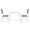 thumbnail image 2 of Wooden 3 Piece Dining Table Set, 2 Classic Style Solid Wood Ronda Upholstered Chairs w Square Dining Table, Kitchen Set for two, Living Room Set, White Color, 2 of 7